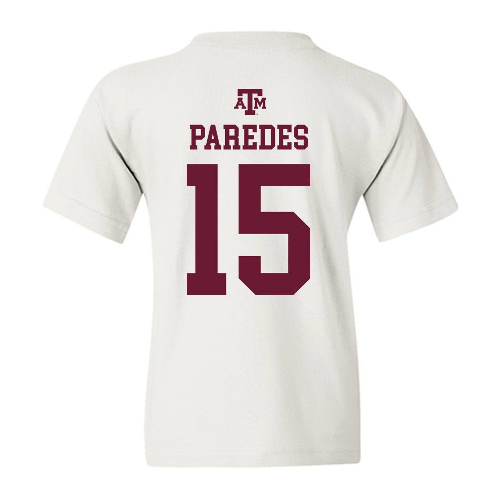 Texas A&M - NCAA Women's Soccer : Adelaide Paredes - White Out 2026 Youth T-Shirt-1