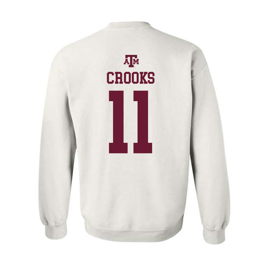 Texas A&M - NCAA Women's Soccer : Riley Crooks - White Out 2026 Crewneck Sweatshirt-1