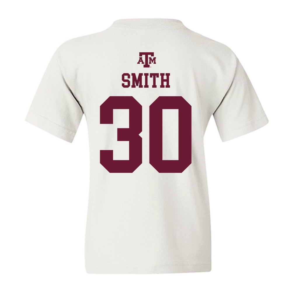 Texas A&M - NCAA Football : Tj Smith - White Out 2026 Youth T-Shirt-1