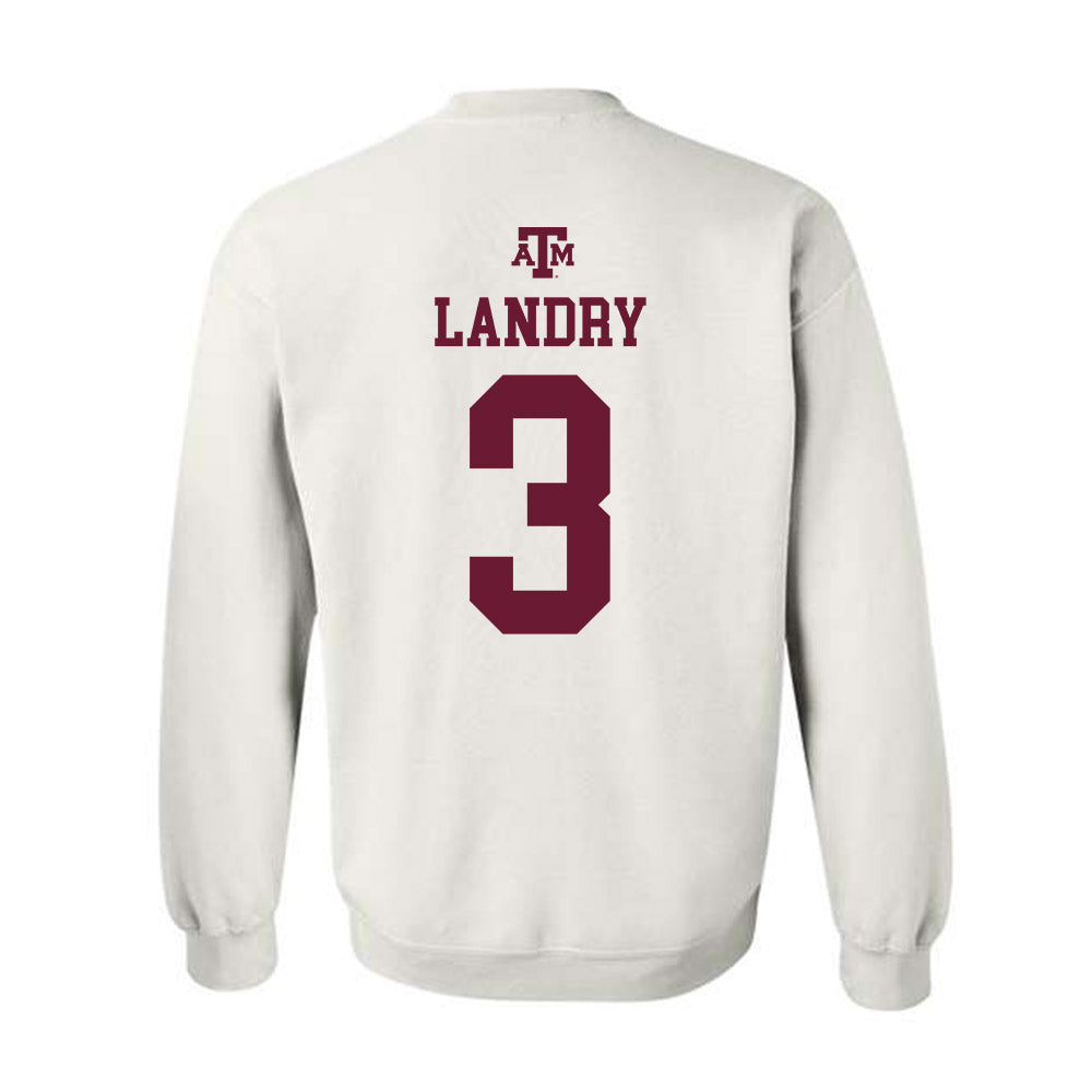 Texas A&M - NCAA Women's Soccer : Morgan Landry - White Out 2026 Crewneck Sweatshirt-1