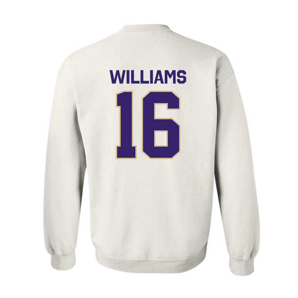 Washington - NCAA Football : Justice Williams - Classic Shersey Crewneck Sweatshirt-1