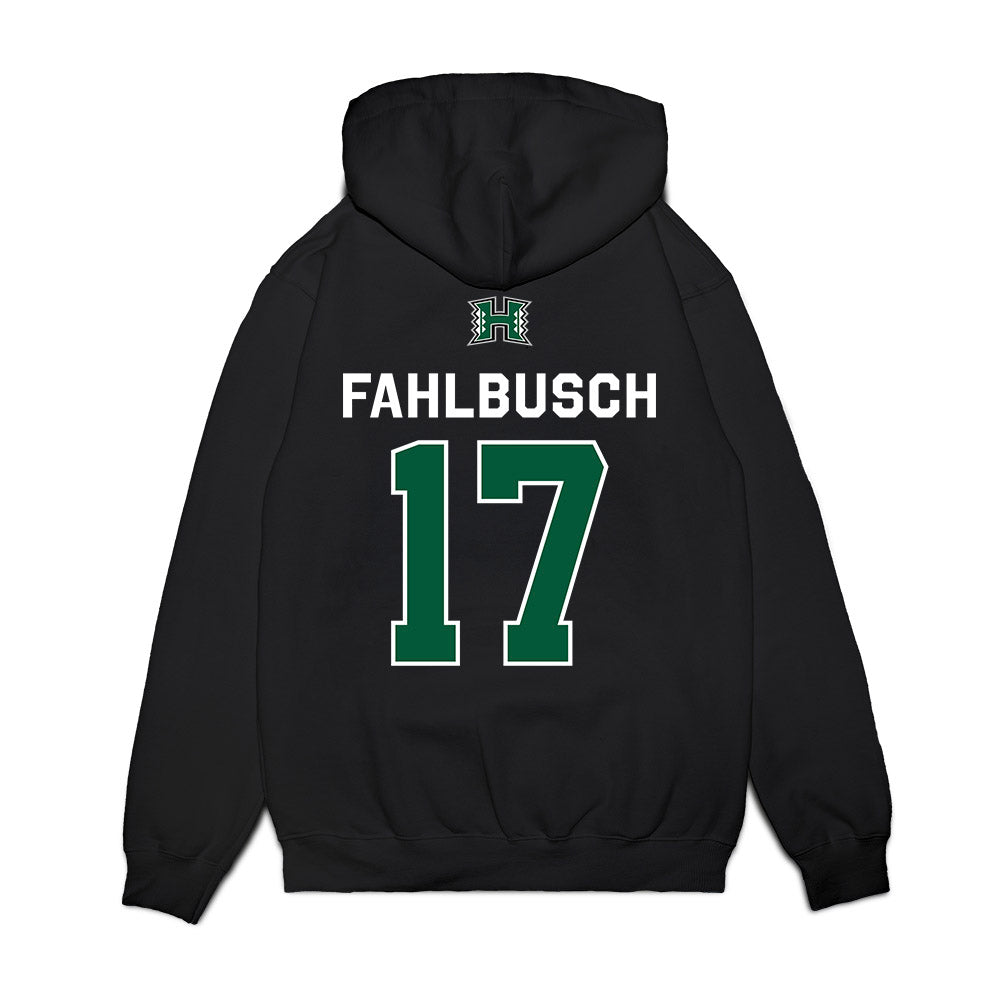 Hawaii - NCAA Men's Volleyball : Thatcher Fahlbusch - 2026 National Champions Premium Hooded Sweatshirt-1