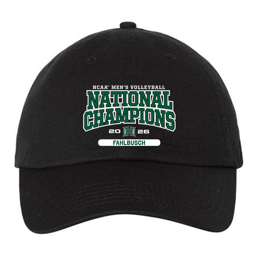 Hawaii - NCAA Men's Volleyball : Thatcher Fahlbusch - 2026 National Champions Dad Hat-0