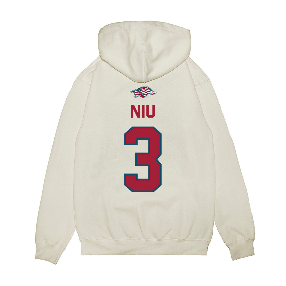 Arkansas - NCAA Women's Volleyball : Livia Niu - Patriotic Collection Premium Hooded Sweatshirt-1