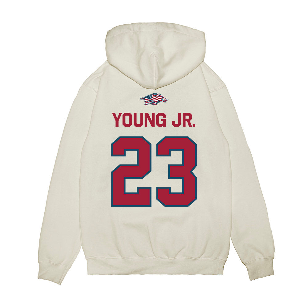 Arkansas - NCAA Football : Kevin Young Jr. - Patriotic Collection Premium Hooded Sweatshirt-1