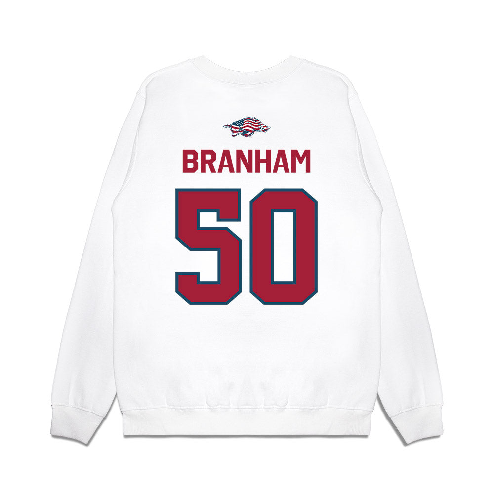 Arkansas - NCAA Football : Kobe Branham - Patriotic Collection Premium Crewneck Sweatshirt-1