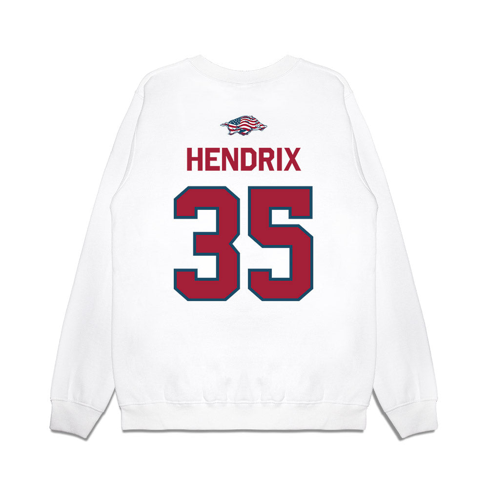 Arkansas - NCAA Football : Hutson Hendrix - Patriotic Collection Premium Crewneck Sweatshirt-1