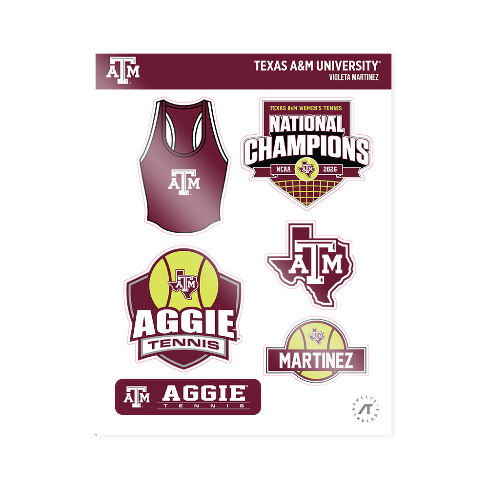 Texas A&M - NCAA Women's Tennis : Violeta Martinez - National Champions 2026 Sticker Sheet-0