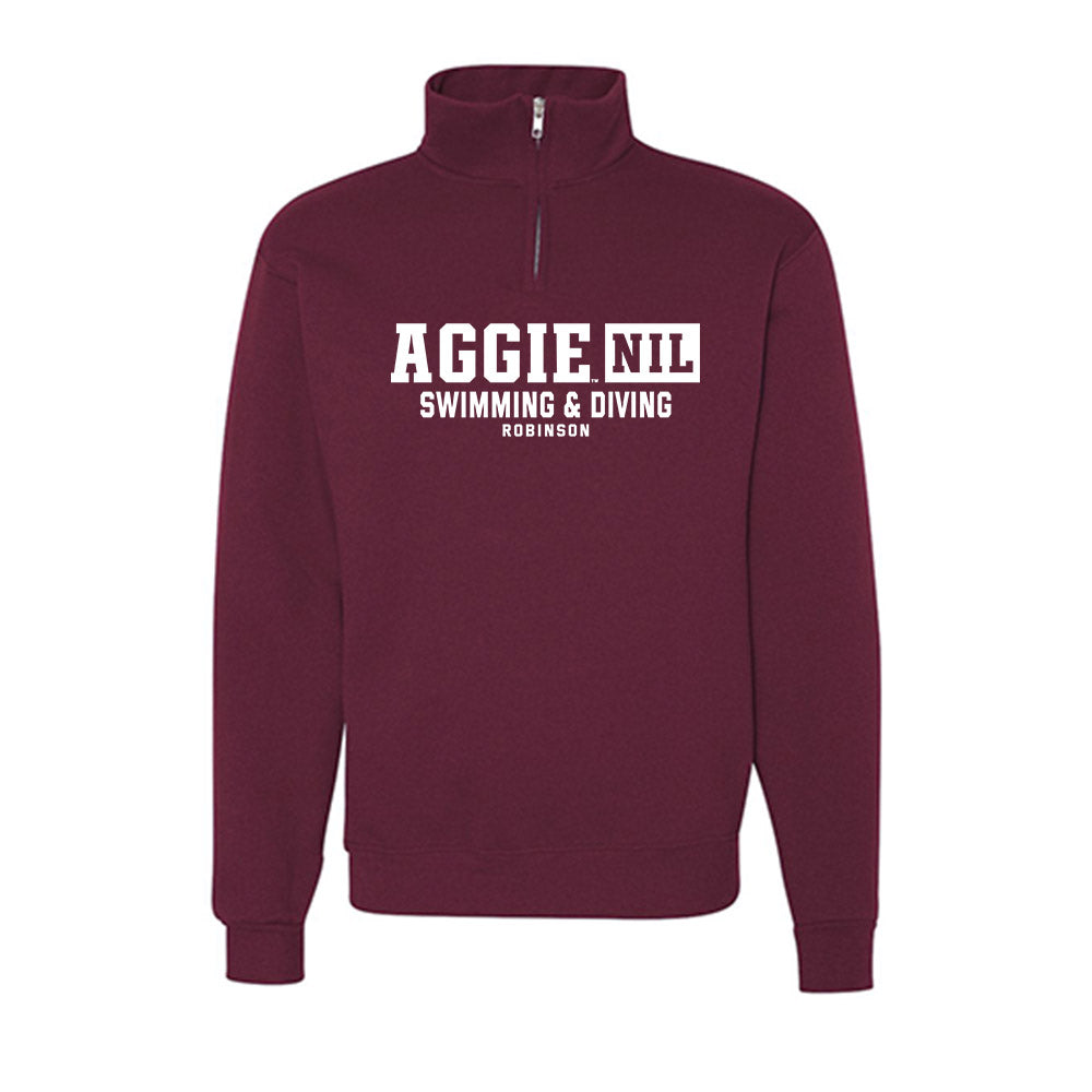 Texas A&M - NCAA Men's Swimming & Diving : Aj Robinson - Nublend® Cadet Collar Quarter-Zip Sweatshirt-0