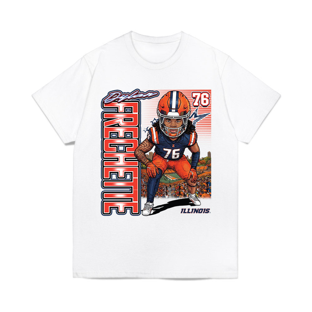 Illinois - NCAA Football : Dylan Frechette - Caricature Comfort Colors T-Shirt-0