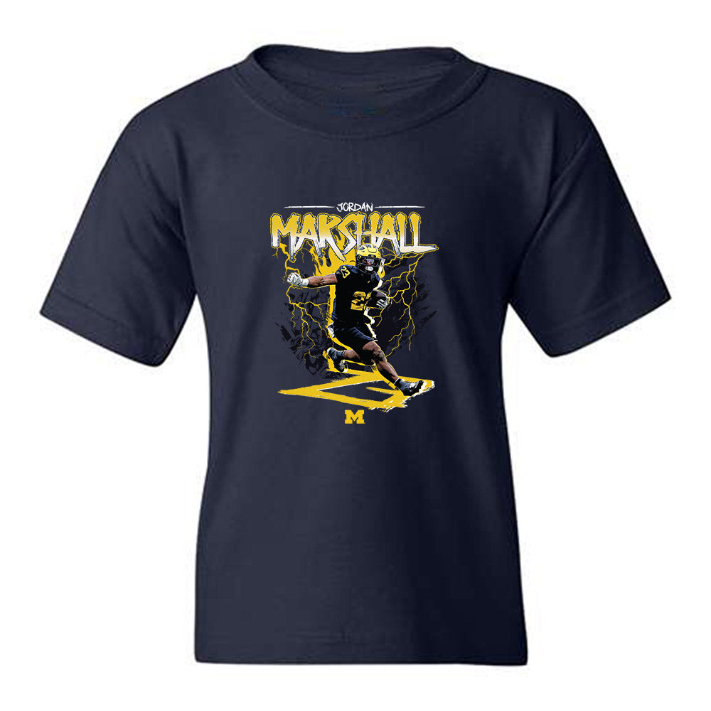 Michigan - NCAA Football : Jordan Marshall - Collage Youth T-Shirt-0