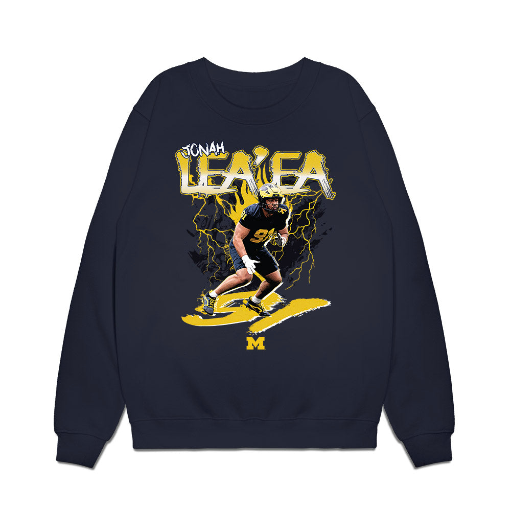 Michigan - NCAA Football : Jonah Lea'ea - Collage Premium Crewneck Sweatshirt-0