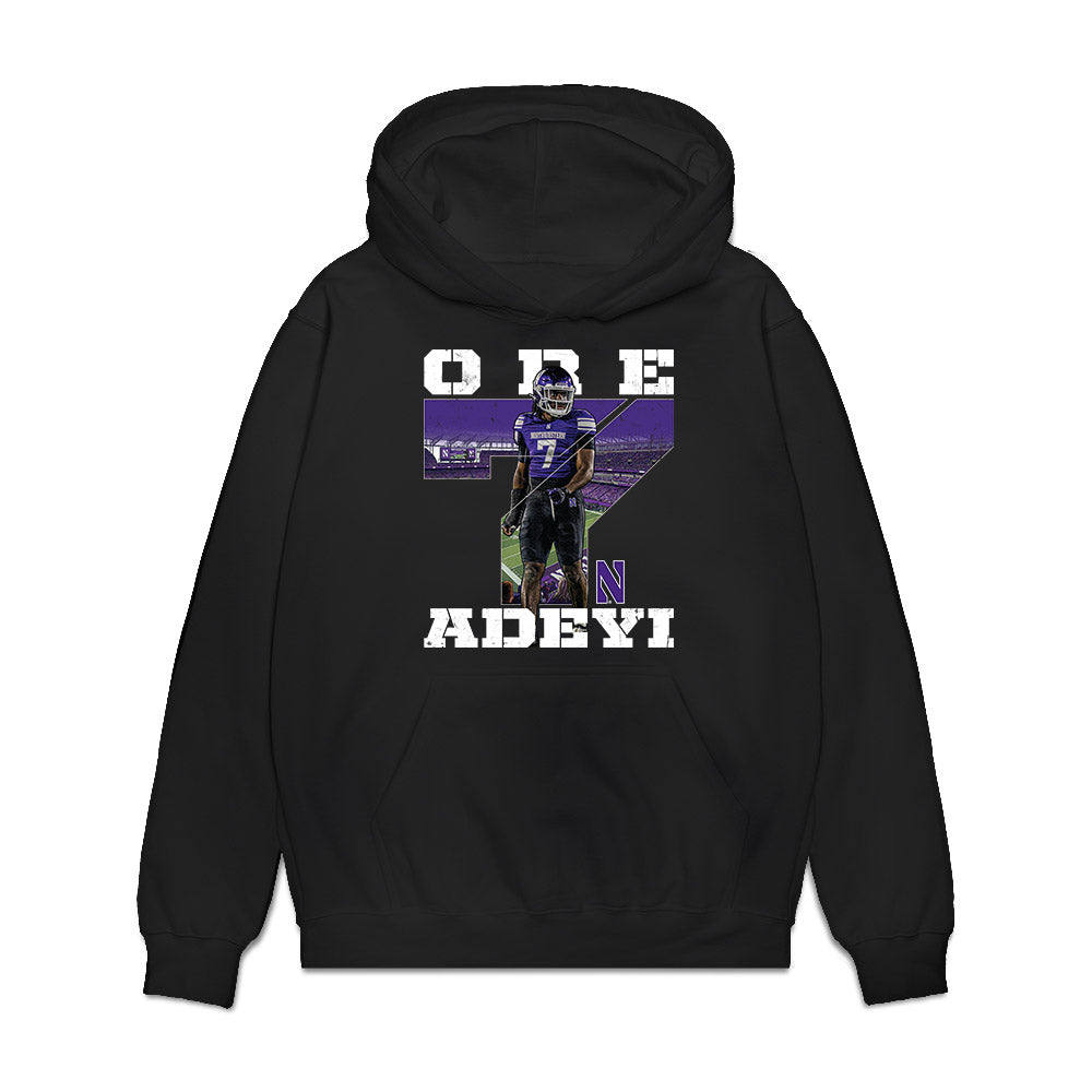 Northwestern - NCAA Football : Ore Adeyi - Collage Premium Hooded Sweatshirt-0