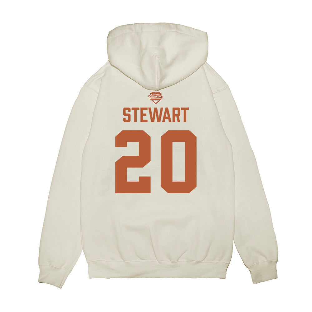 Texas - NCAA Softball : Katie Stewart - National Champions 2026 Texas State Outline Premium Hooded Sweatshirt-1