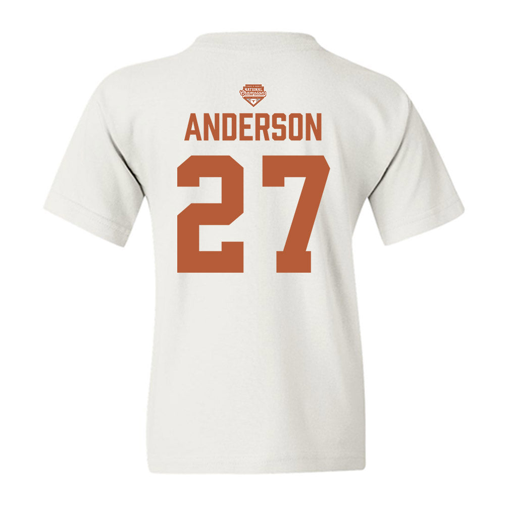 Texas - NCAA Softball : Taylor Anderson - National Champions 2026 Texas State Outline Youth T-Shirt-1