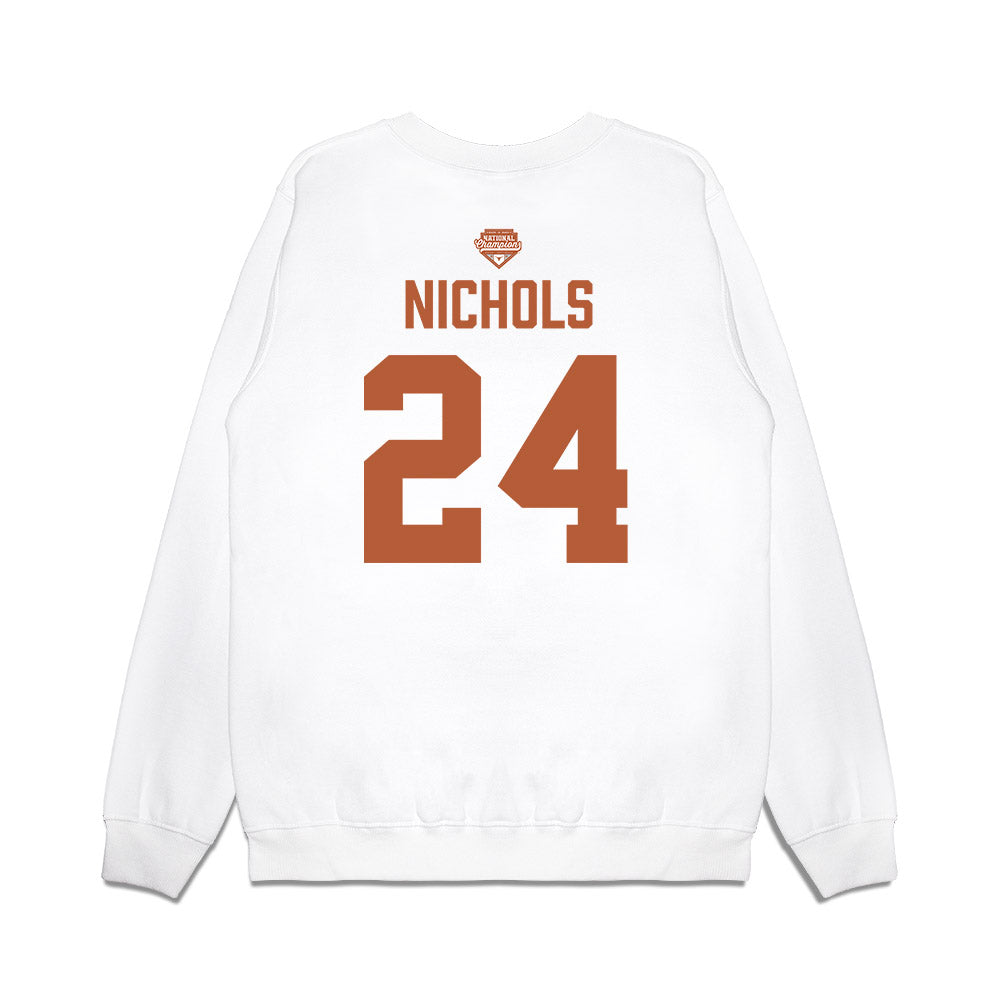 Texas - NCAA Softball : Jaycie Nichols - National Champions 2026 Texas State Outline Premium Crewneck Sweatshirt-1