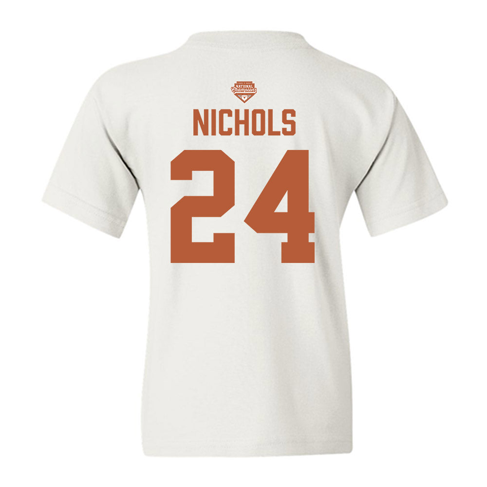 Texas - NCAA Softball : Jaycie Nichols - National Champions 2026 Texas State Outline Youth T-Shirt-1