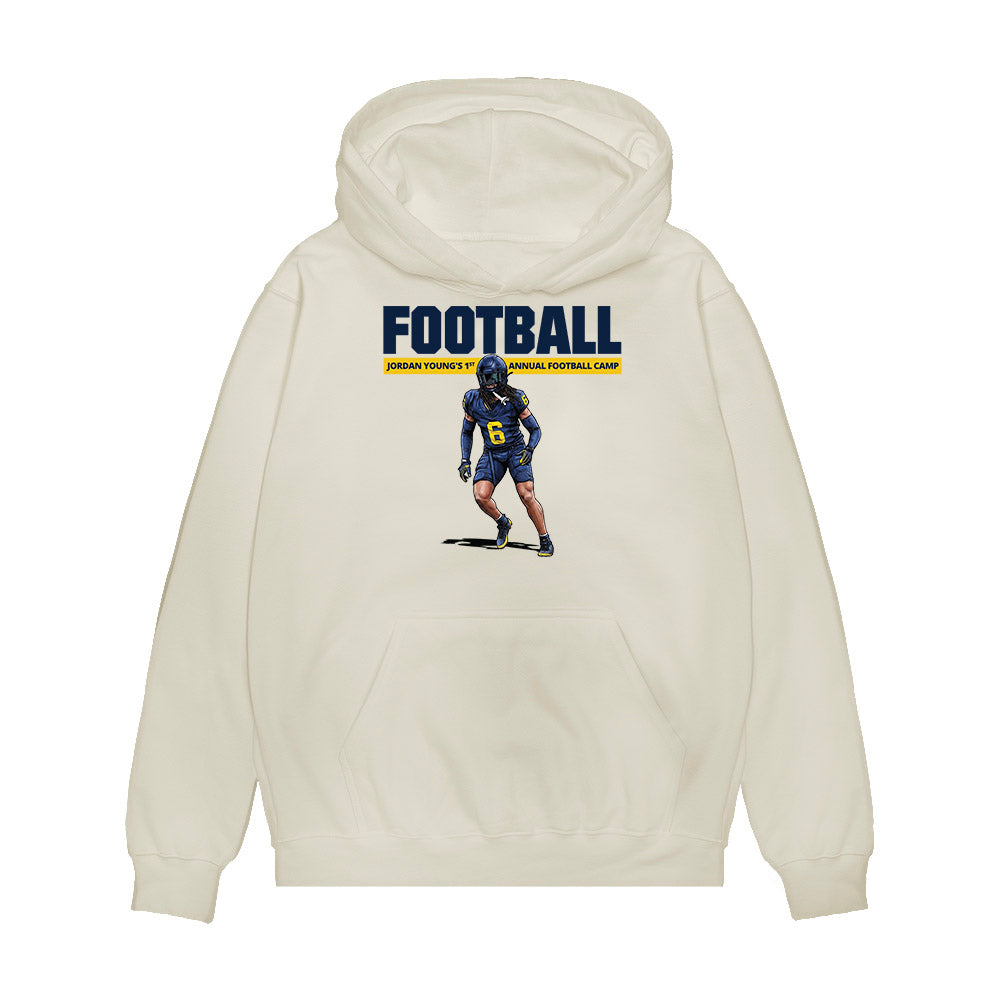 Michigan - NCAA Football : Jordan Young - 1st Annual Football Camp Premium Hooded Sweatshirt-0