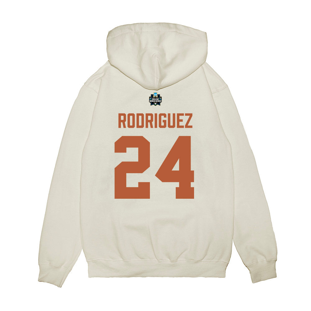 Texas - NCAA Baseball : Adrian Rodriguez - 2026 College World Series Texas Outline Premium Hooded Sweatshirt-1