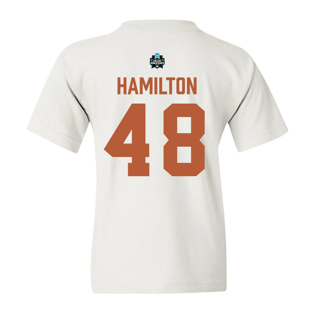 Texas - NCAA Baseball : Hudson Hamilton - 2026 College World Series Texas Outline Youth T-Shirt-1