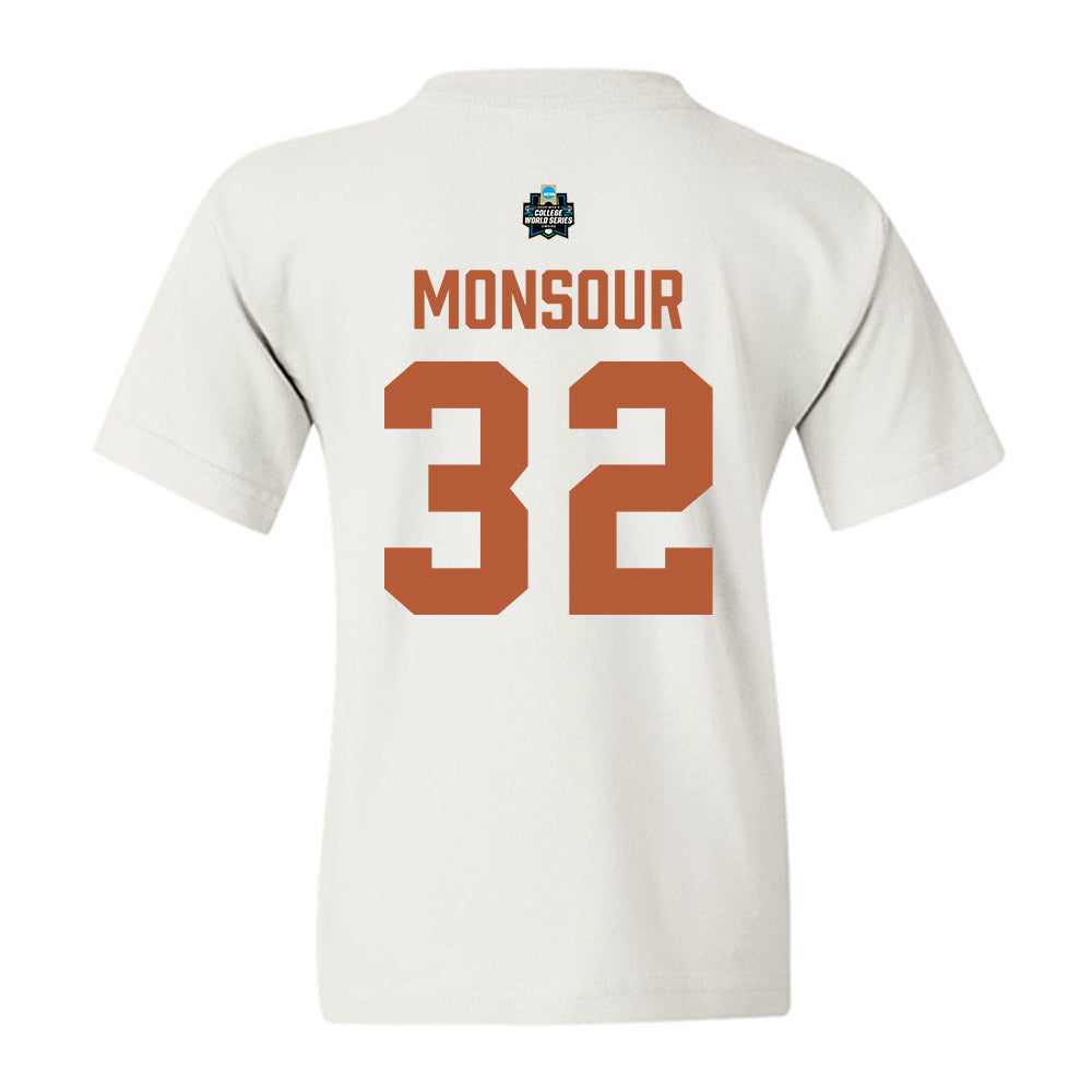Texas - NCAA Baseball : Maddox Monsour - 2026 College World Series Texas Outline Youth T-Shirt-1