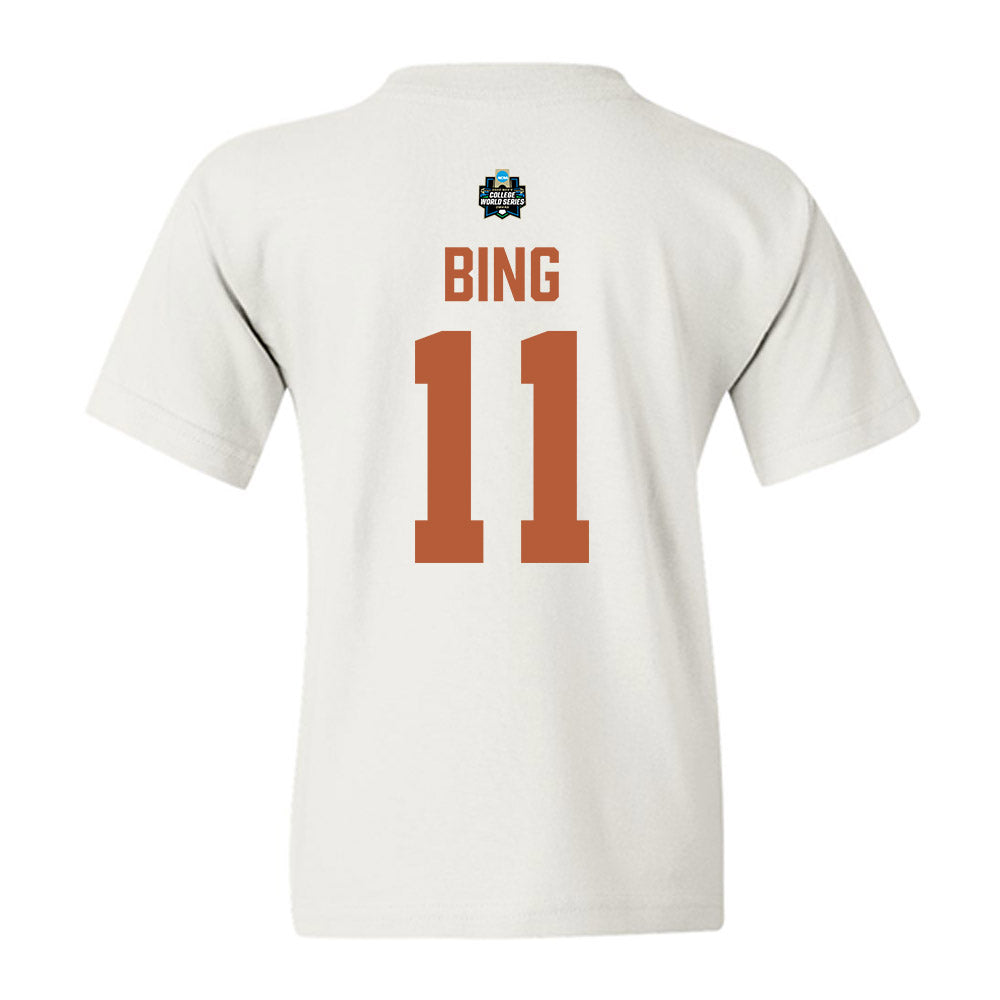 Texas - NCAA Baseball : Kade Bing - 2026 College World Series Texas Outline Youth T-Shirt-1
