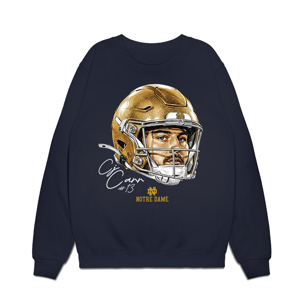 Notre Dame - NCAA Football : CJ Carr - Game Face Premium Crewneck Sweatshirt-0