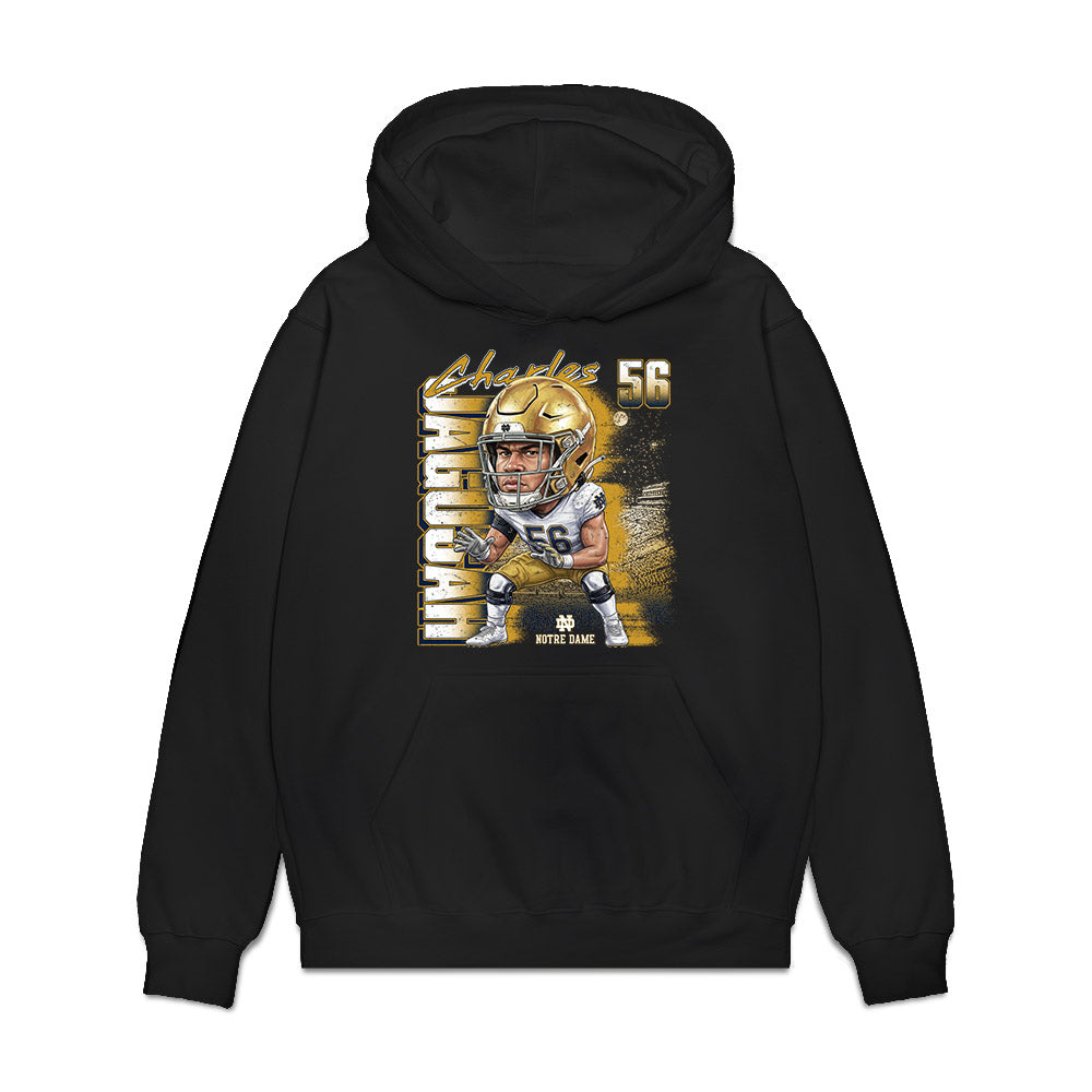 Notre Dame - NCAA Football : Charles Jagusah - Caricature Premium Hooded Sweatshirt-0
