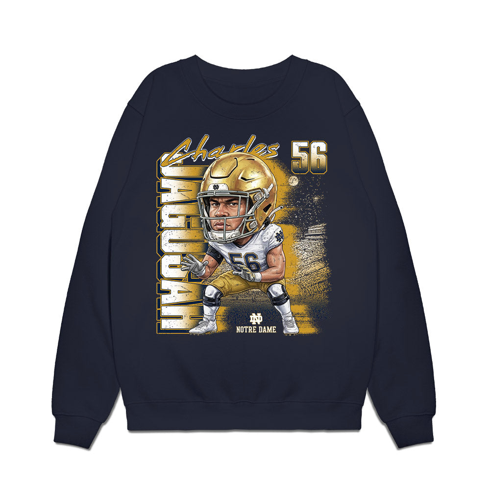 Notre Dame - NCAA Football : Charles Jagusah - Caricature Premium Crewneck Sweatshirt-0