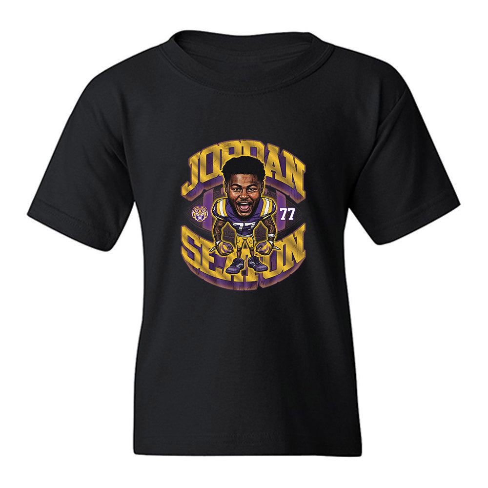 LSU - NCAA Football : Jordan Seaton - Caricature Youth T-Shirt-0