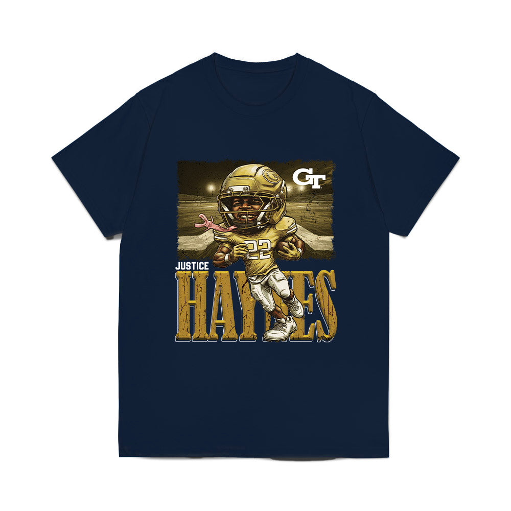 Georgia Tech - NCAA Football : Justice Haynes - Caricature Comfort Colors T-Shirt-0