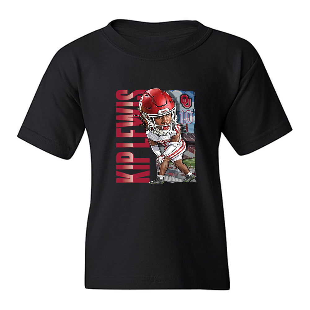 Oklahoma - NCAA Football : Kip Lewis - Caricature Youth T-Shirt-0