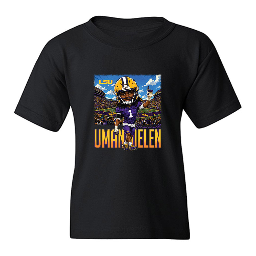 LSU - NCAA Football : Princewill Umanmielen - Caricature Youth T-Shirt-0