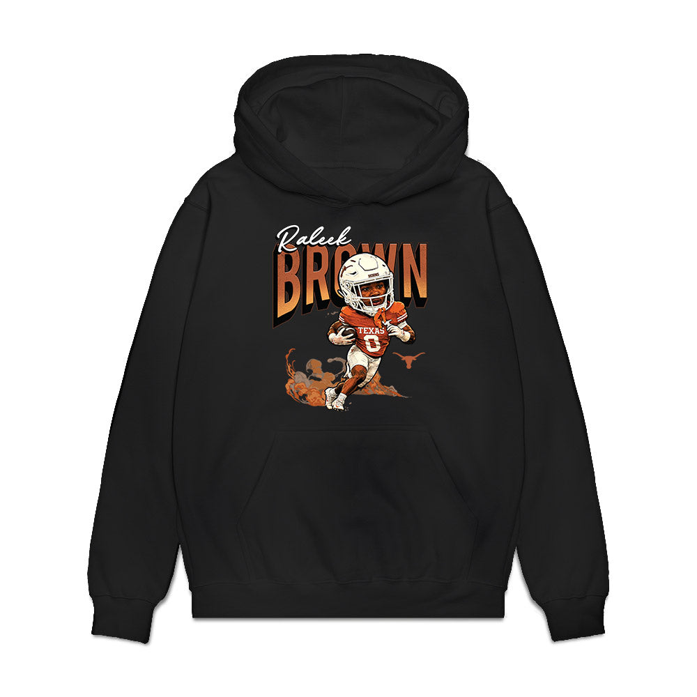 Texas - NCAA Football : Raleek Brown - Caricature Premium Hooded Sweatshirt-0
