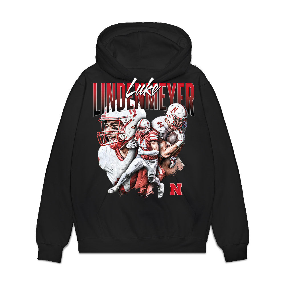 Nebraska - NCAA Football : Luke Lindenmeyer - Collage Premium Hooded Sweatshirt-1