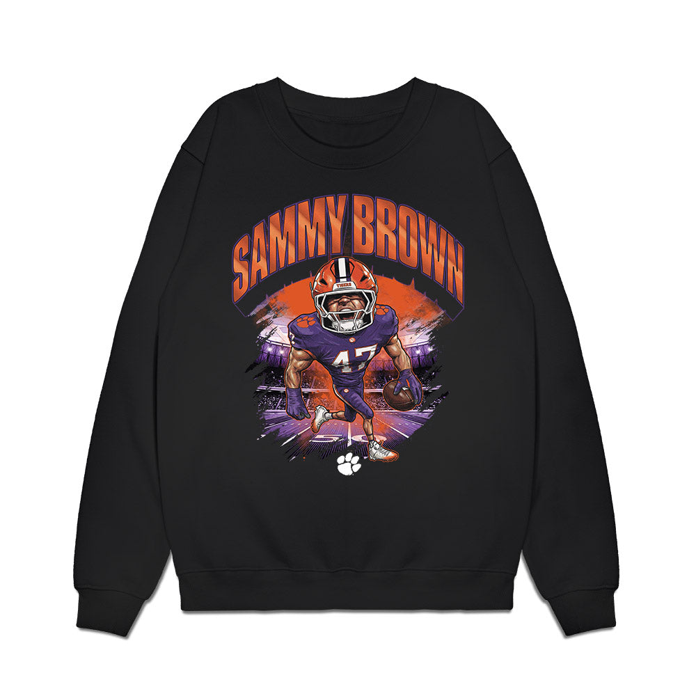 Clemson - NCAA Football : Sammy Brown - Caricature Premium Crewneck Sweatshirt-0