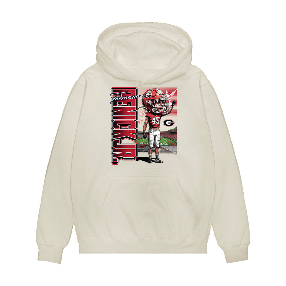 Georgia - NCAA Football : Terrence Penick Jr - Caricature Premium Hooded Sweatshirt-0