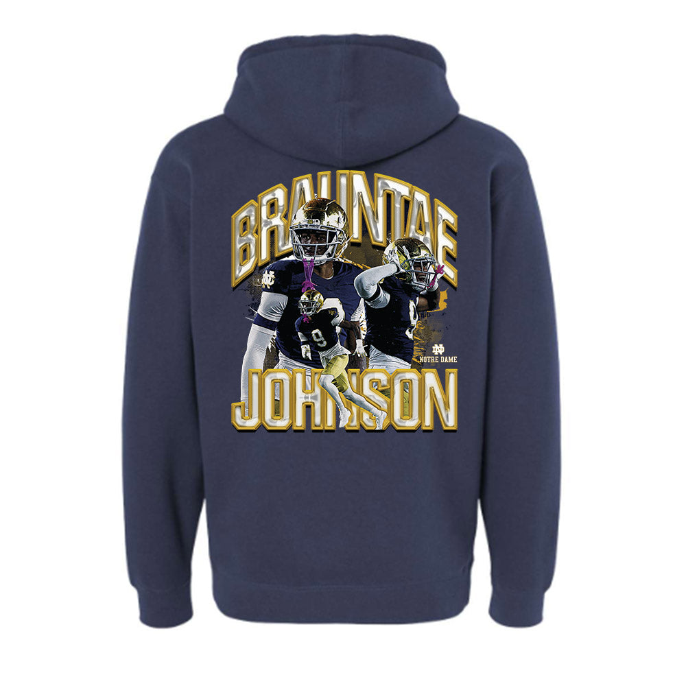 Notre Dame - NCAA Football : Brauntae Johnson - Collage Hooded Pullover Sweatshirt-1