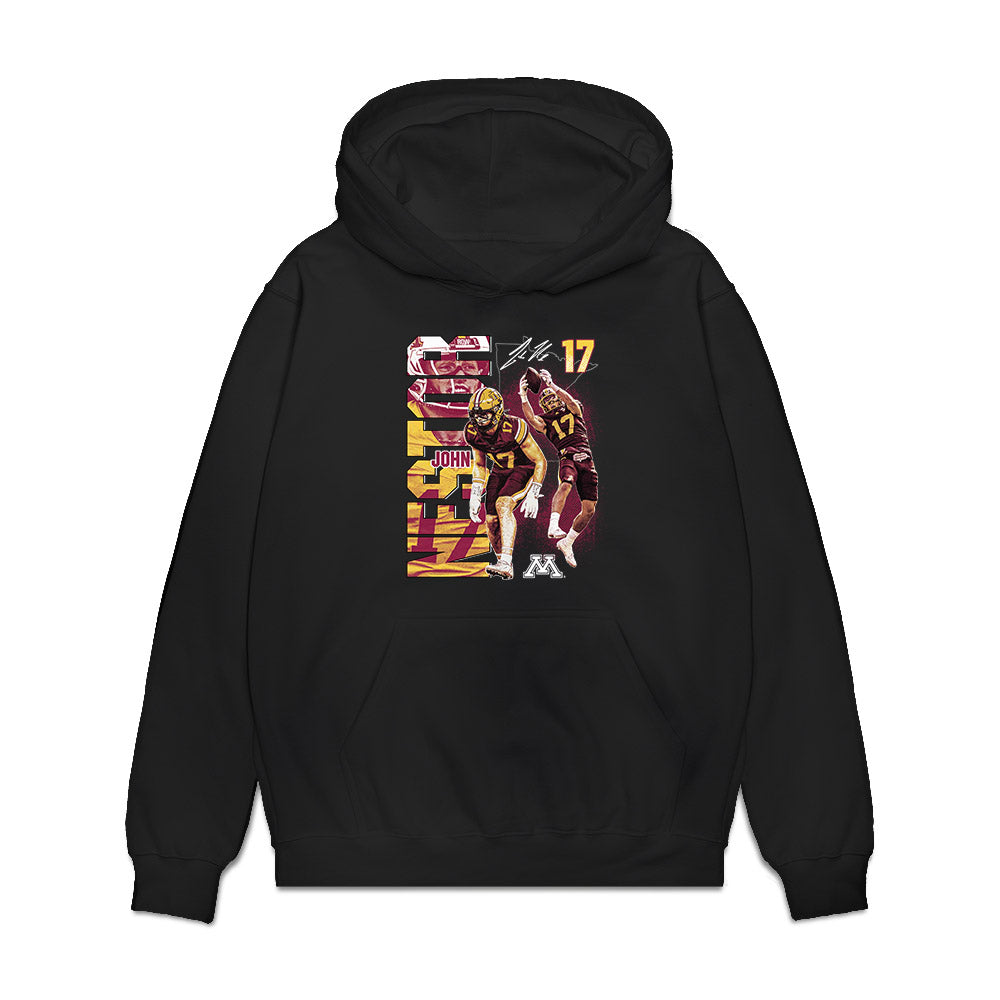 Minnesota - NCAA Football : John Nestor - Collage Premium Hooded Sweatshirt-0
