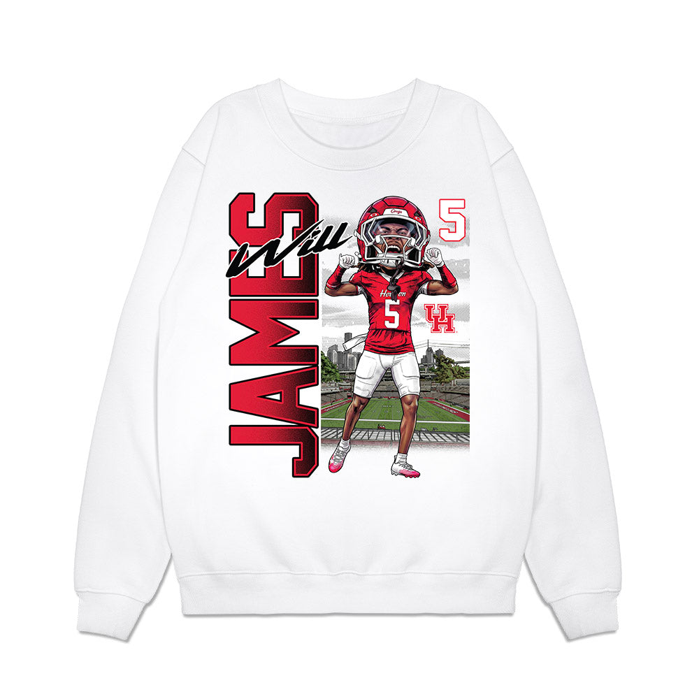 Houston - NCAA Football : Will James - Bobble Head Premium Crewneck Sweatshirt-0