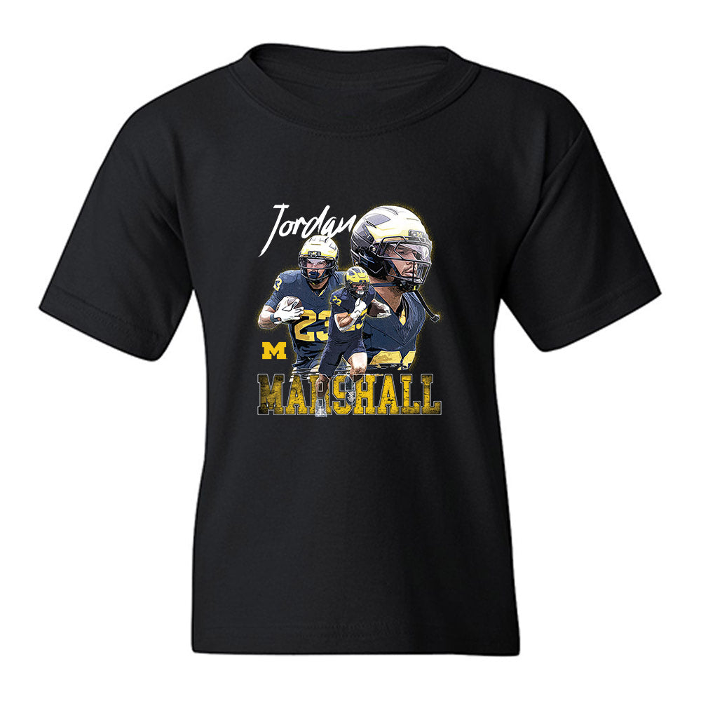 Michigan - NCAA Football : Jordan Marshall - Collage Youth T-Shirt-0