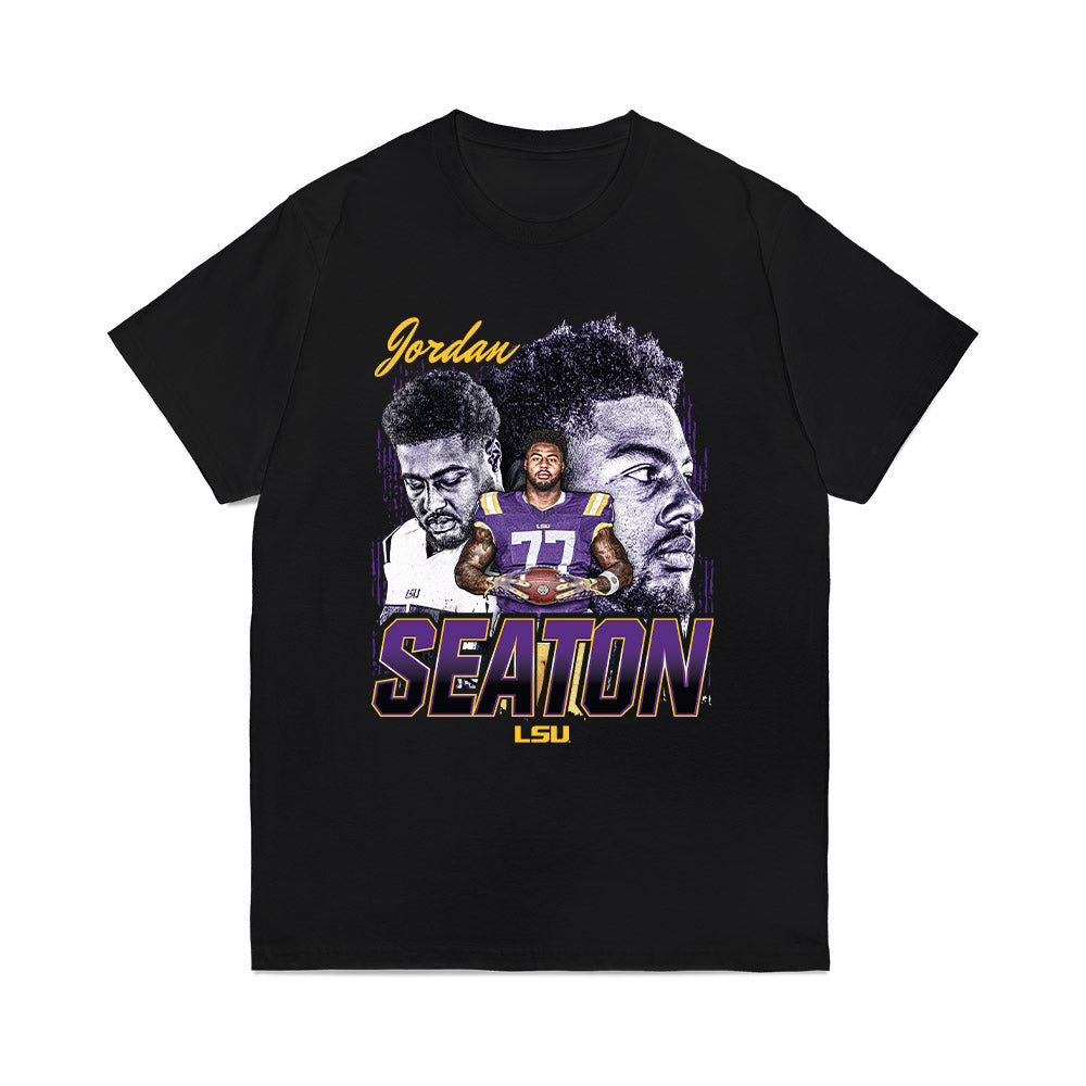 LSU - NCAA Football : Jordan Seaton - Collage Comfort Colors T-Shirt-0