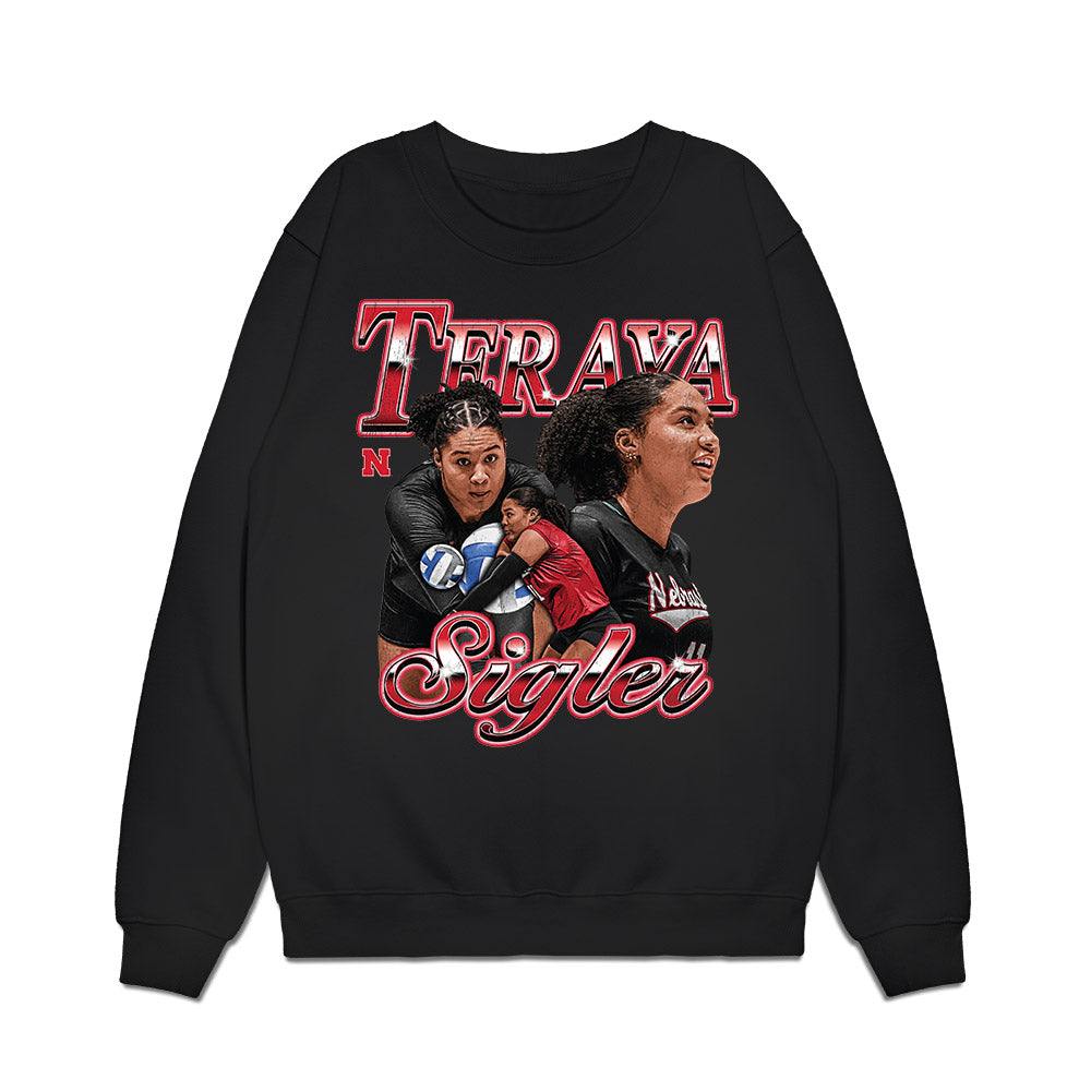 Nebraska - NCAA Womens Volleyball : Teraya Sigler - Collage Premium Crewneck Sweatshirt-0