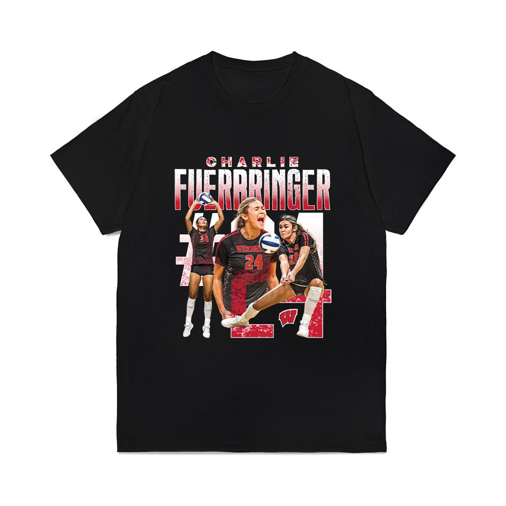 Wisconsin - NCAA Womens Volleyball : Charlie Fuerbringer - Collage Comfort Colors T-Shirt-0