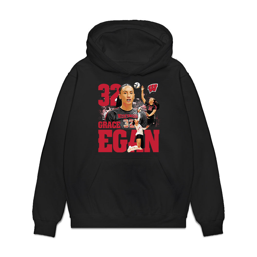 Wisconsin - NCAA Womens Volleyball : Grace Egan - Collage Premium Hooded Sweatshirt-0