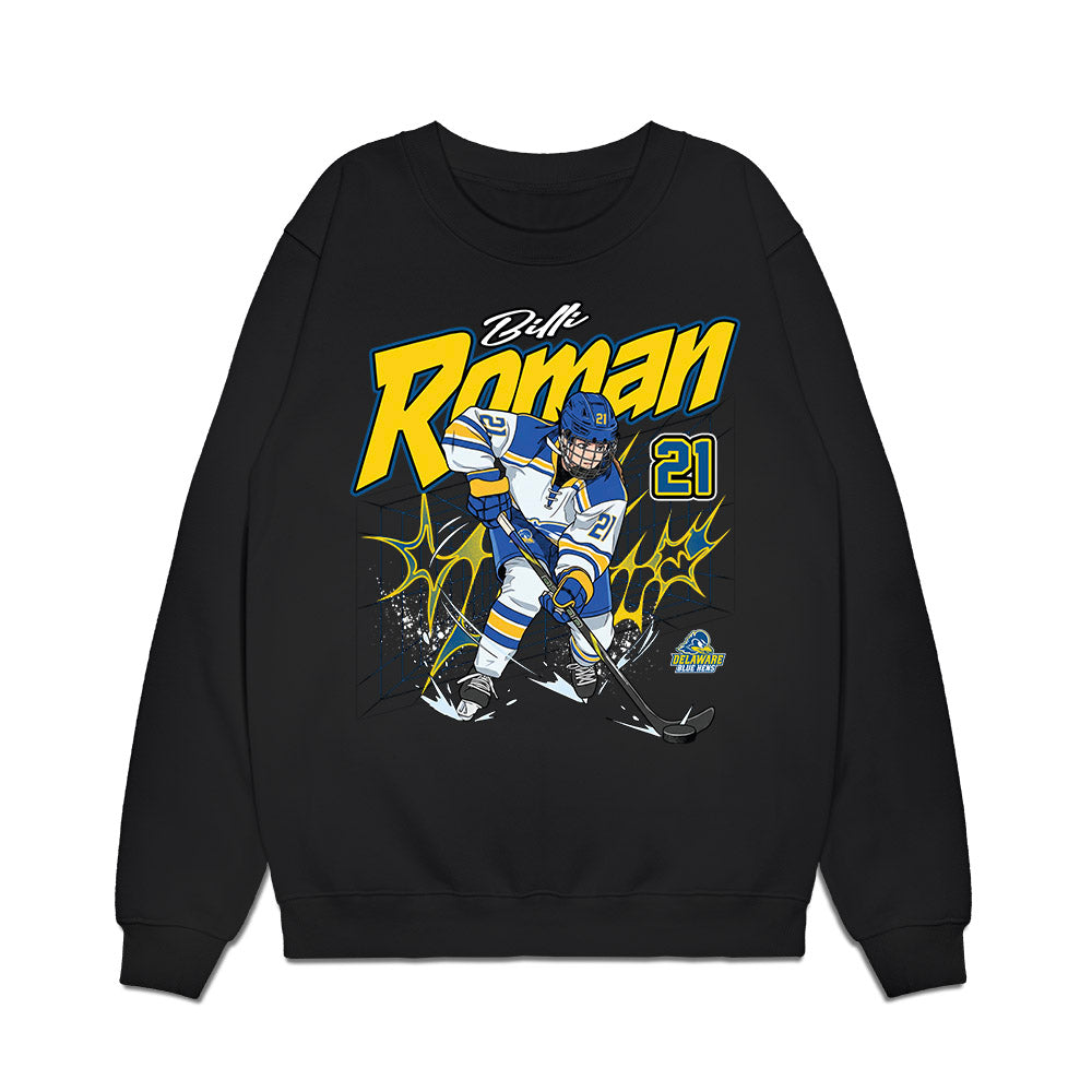 Delaware - NCAA Ice Hockey : Billi Roman - Caricature Premium Crewneck Sweatshirt-0