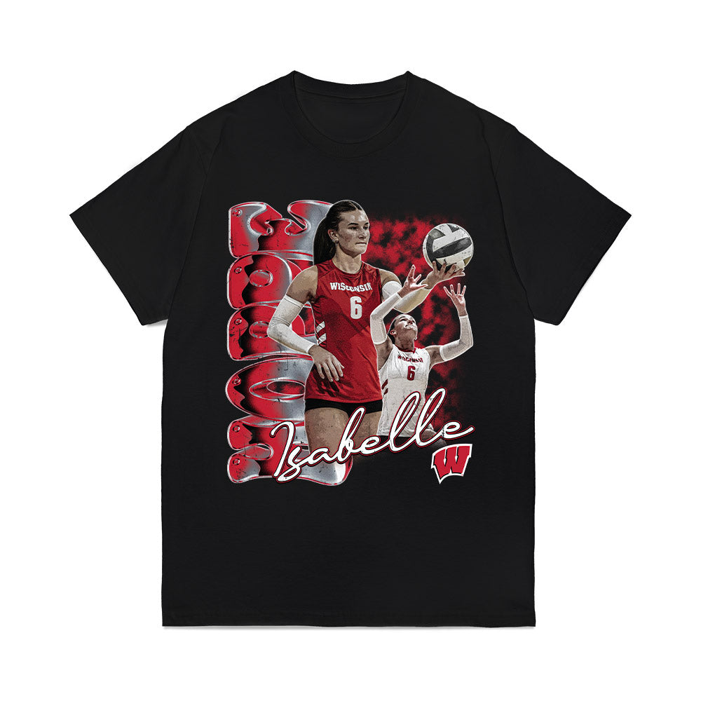 Wisconsin - NCAA Womens Volleyball : Isabelle Hoppe - Collage Comfort Colors T-Shirt-0