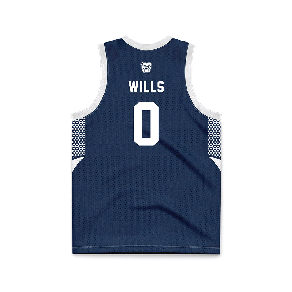 Butler - NCAA Women's Basketball : Laniah Wills - Navy Basketball Jersey-1