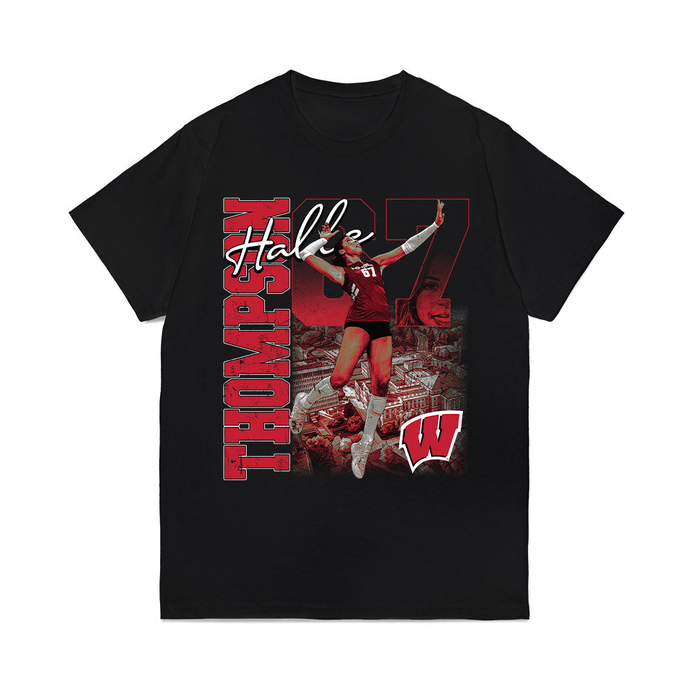 Wisconsin - NCAA Womens Volleyball : Halle Thompson - Collage Comfort Colors T-Shirt-0