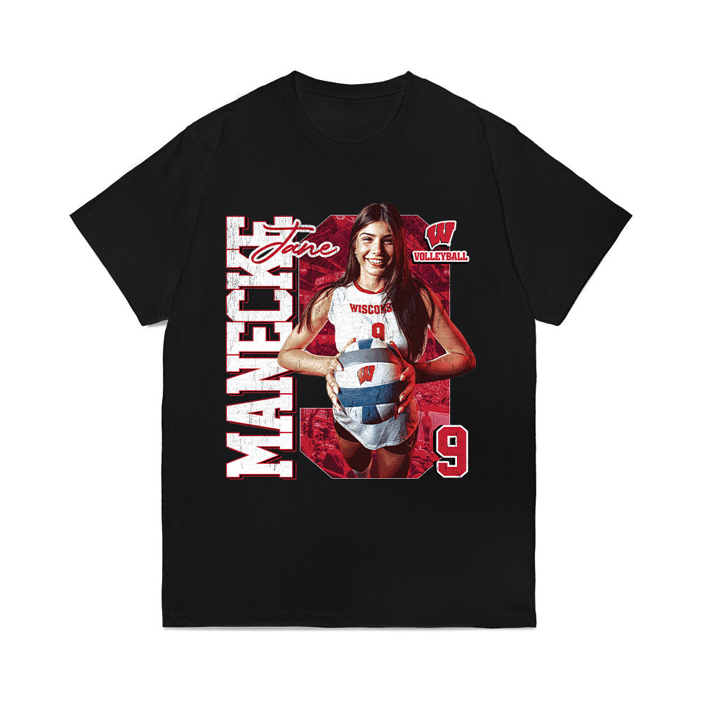 Wisconsin - NCAA Womens Volleyball : Jane Manecke - Collage Comfort Colors T-Shirt-0